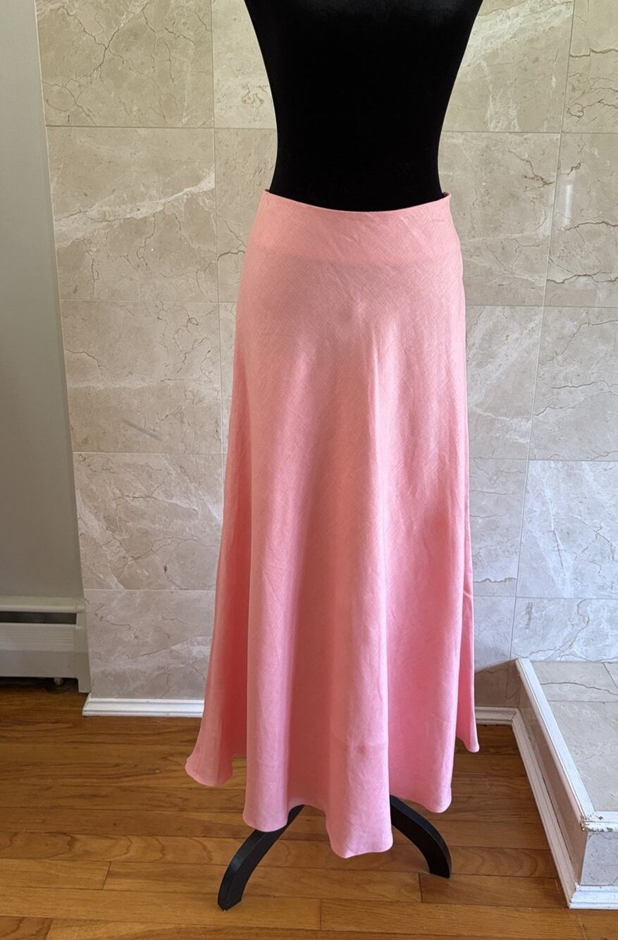 VTG 90s J.McLaughlin Linen Maxi Skirt — 6 Coral Preppy Coastal Brunch USA